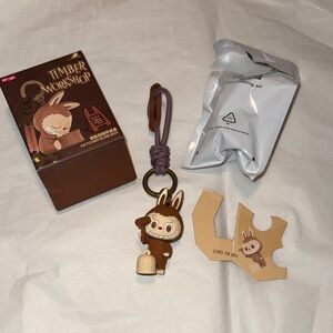 POP LAND Timber Workshop Labubu Strike The Bell Keychain